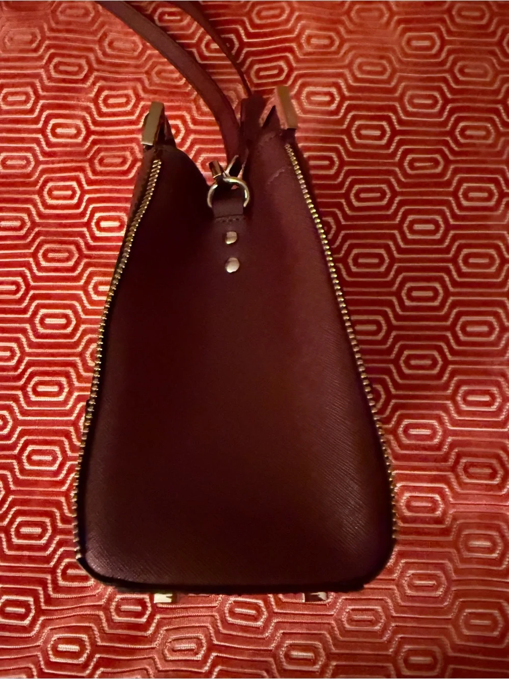 Rebecca Minkoff Designer Burgundy Satchel Bag Top Handle Purse EUC Zippers